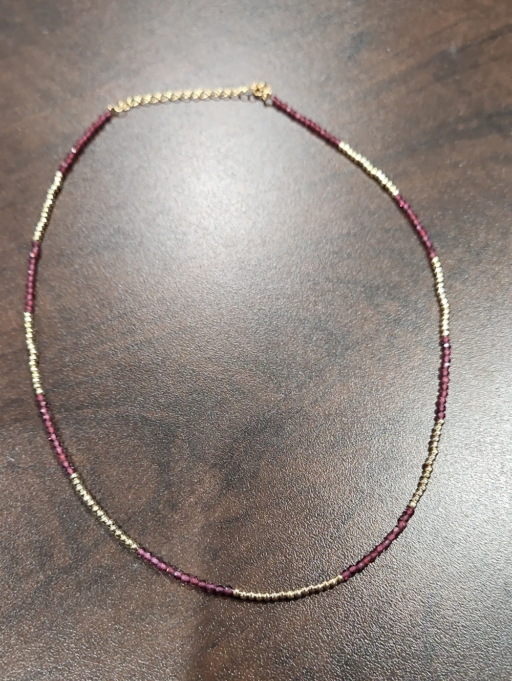 Delicate Gold and Wine Beaded Women's Necklace